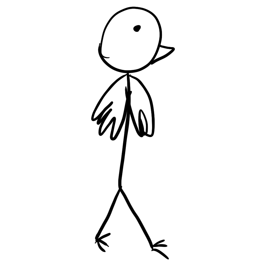 Stickman with wing arms and bird head